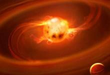氣體沿著磁場(chǎng)線到達(dá)年輕恒星