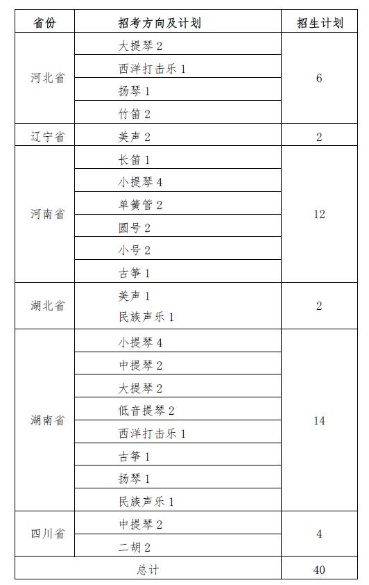 音樂表演專業(yè)招生計(jì)劃