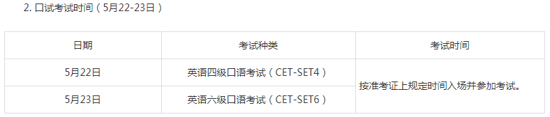 內(nèi)蒙古2021上半年英語四六級(jí)口試時(shí)間