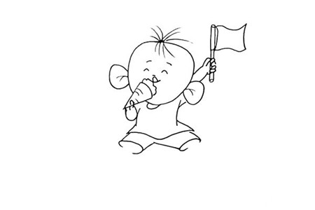 大耳朵圖圖簡(jiǎn)筆畫(huà)步驟圖解4