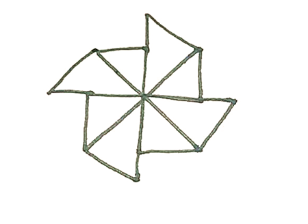 玩具風(fēng)車簡筆畫的畫法5