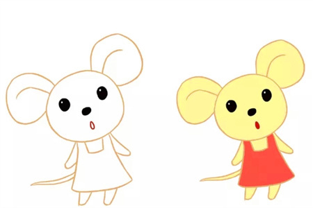 穿裙子的小老鼠簡(jiǎn)筆畫(huà)2