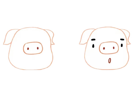 可愛(ài)小豬彩色簡(jiǎn)筆畫(huà)的畫(huà)法2