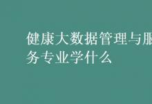 教育資訊：健康大數(shù)據(jù)管理與服務專業(yè)學什么