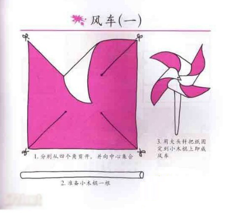 風(fēng)車的折法：怎么手工折風(fēng)車？