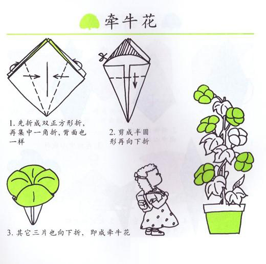 兒童折紙：牽牛花的手工折法!
