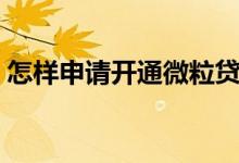 怎樣申請(qǐng)開(kāi)通微粒貸（如何申請(qǐng)開(kāi)通微粒貸）