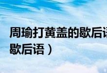 周瑜打黃蓋的歇后語(yǔ)在線(xiàn)閱讀（周瑜打黃蓋的歇后語(yǔ)）