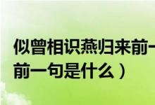 似曾相識(shí)燕歸來(lái)前一句是啥（似曾相識(shí)燕歸來(lái)前一句是什么）