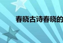 春曉古詩(shī)春曉的意思（春曉的含義）