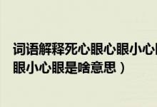 詞語(yǔ)解釋死心眼心眼小心眼是什么意思（詞語(yǔ)解釋死心眼心眼小心眼是啥意思）