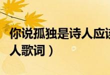 你說(shuō)孤獨(dú)是詩(shī)人應(yīng)該具有的體會(huì)是什么歌（唐人歌詞）