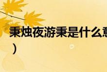 秉燭夜游秉是什么意思?。ū鼱T夜游秉的意思）