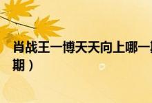 肖戰(zhàn)王一博天天向上哪一期同臺（肖戰(zhàn)王一博天天向上哪一期）