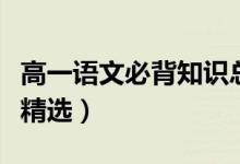 高一語文必背知識總結(jié)（高一語文必背知識點(diǎn)精選）