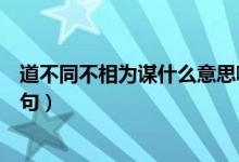 道不同不相為謀什么意思?。ǖ啦煌幌酁橹\什么意思下一句）