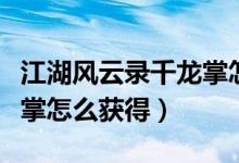 江湖風云錄千龍掌怎么獲得（江湖風云錄千龍掌怎么獲得）