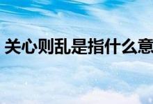 關心則亂是指什么意思（關心則亂什么意思）