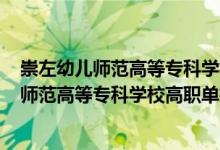 崇左幼兒師范高等?？茖W校2020單招專業(yè)（2022崇左幼兒師范高等專科學校高職單招招生專業(yè)及計劃）