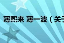 薄熙來(lái) 薄一波（關(guān)于薄熙來(lái) 薄一波的介紹）
