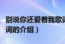 別說你還愛著我歌詞（關于別說你還愛著我歌詞的介紹）