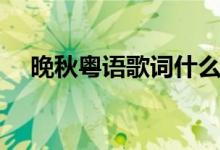 晚秋粵語(yǔ)歌詞什么意思（晚秋粵語(yǔ)歌詞）
