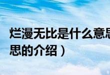 爛漫無比是什么意思（關(guān)于爛漫無比是什么意思的介紹）